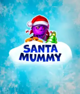  Experience the whimsical "Santa Mummy" slot game by Belatra, featuring a mummified Santa decked out in festive holiday attire. This colorful image presents the mummy with a vivid purple hue, wearing a Santa hat, against a backdrop of snowy blue and icy snowflakes. The game's title, "Santa Mummy," is clearly shown in large, icy blue letters.