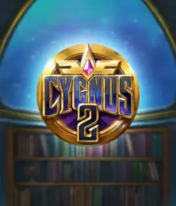 Discover the captivating artwork of Cygnus 2 Slot by ELK Studios, featuring a spectacular golden emblem with a bright color scheme. Positioned against a celestial background of a library, this image conjures the theme of exploration and mystery. 